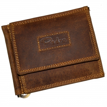 flevado Leder Dollarclip, Dollar-Clip Geldbörse Hand Made Portemonnaie mit Münzfach Büffelleder Wild